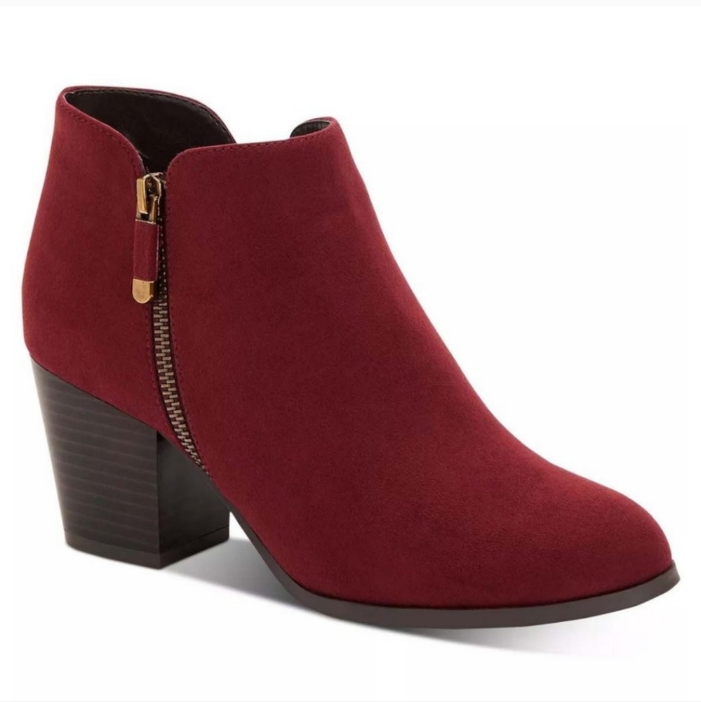 Style and Co Masrinaa Wine Burgundy Ankle Booties Women's Size 11M